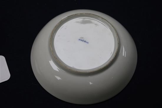A Berlin cup and saucer, painted with birds and insects